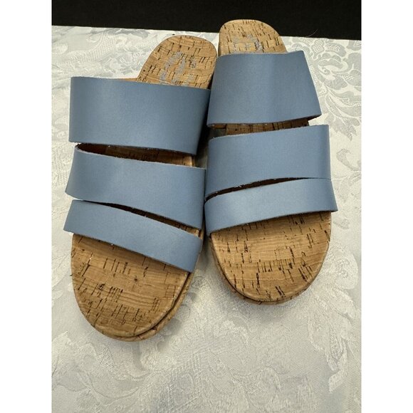 Kork Ease Size 8M Menzie Blue Leather Slip On Wedge Comfort Sandal Comfort - Picture 4 of 12